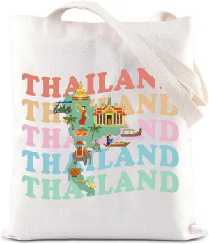 ENSIANTH Thailand Travel Vacation Shoulder Bag Thailand Souvenir Gift Chiang Mai Bangkok Trip Gift Thailand Map Handbag
