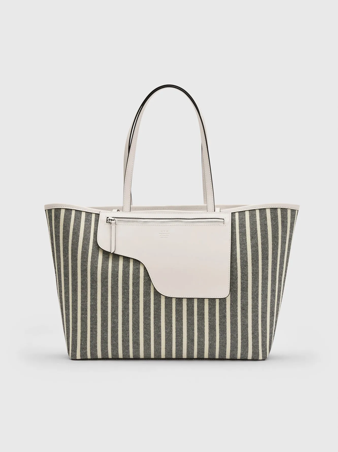 Eraclea Striped/Linen Canvas/Leather Large tote bag