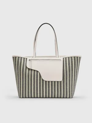 Eraclea Striped/Linen Canvas/Leather Large tote bag