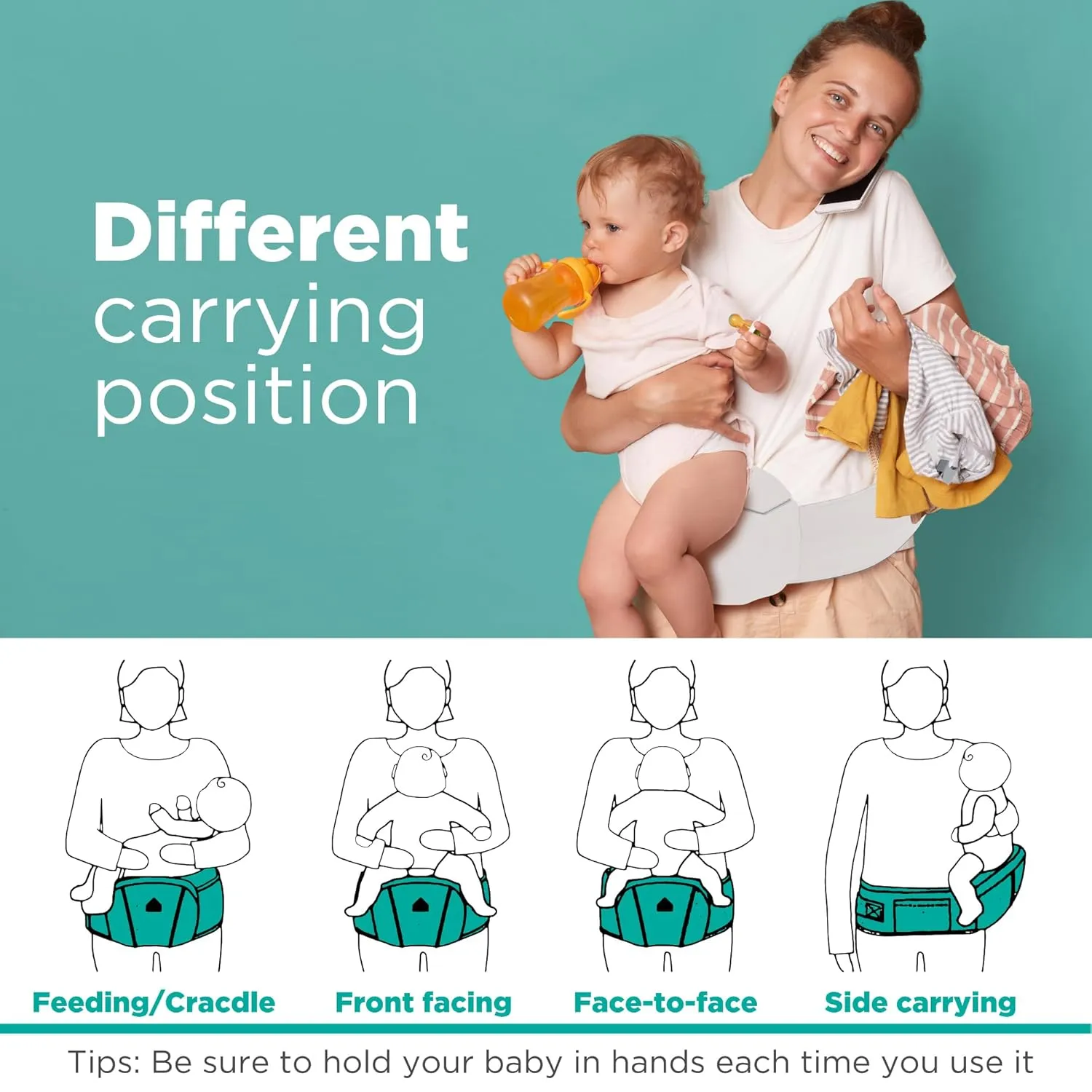 Ergonomic Baby Carrier with Hip Seat – Newborn to Toddler, Front-Facing Baby Carrier for Plus Size Parents- Foldable Toddler Carrier for Learning and Standing, Beige