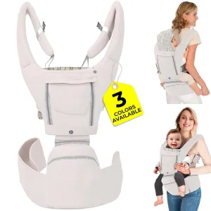 Ergonomic Baby Carrier with Hip Seat – Newborn to Toddler, Front-Facing Baby Carrier for Plus Size Parents- Foldable Toddler Carrier for Learning and Standing, Beige