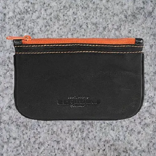 Eric Stokkebye: 4TH GENERATION LEATHER ZIPPER POUCH - BLACK