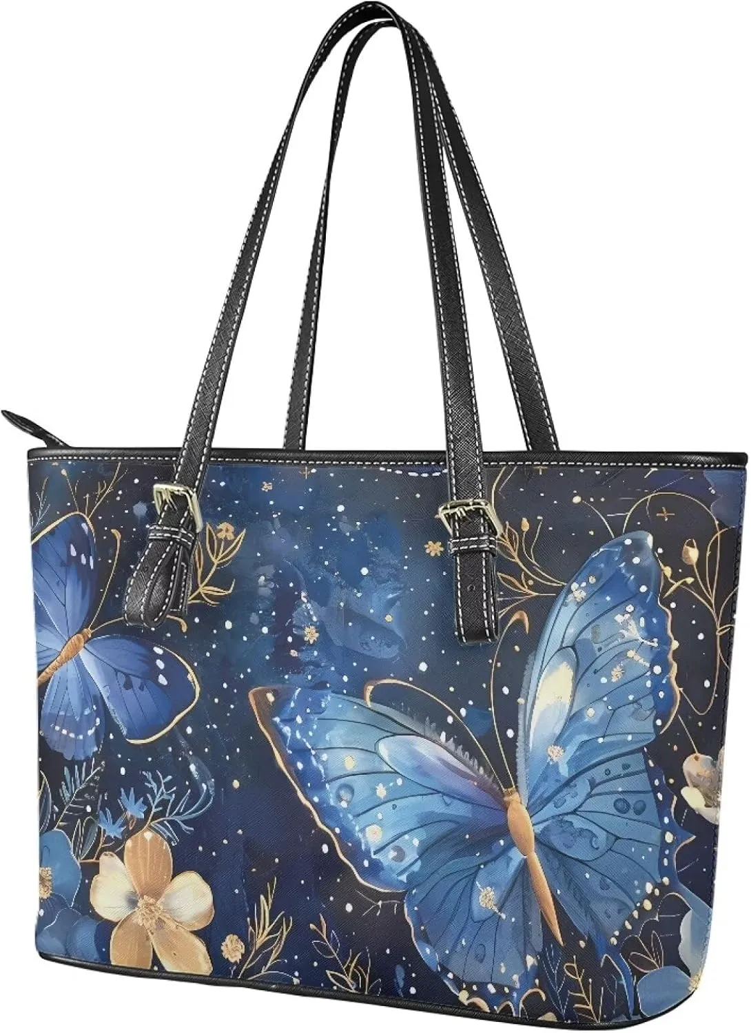 Eritanae Large Tote Bag for Women PU Leather Water Resistant Casual Zipper Shoulder Handbag