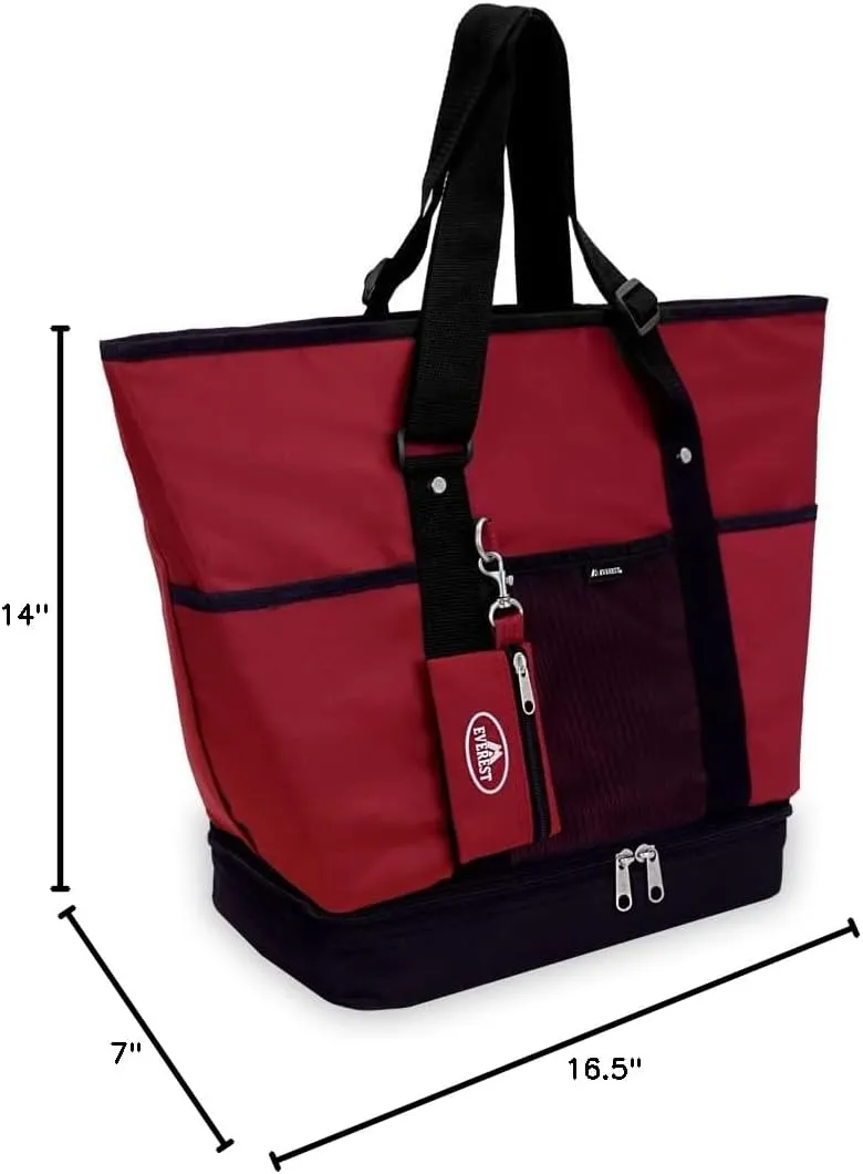 Everest Luggage Deluxe Shopping Tote, Burgundy/Black, Burgundy/Black, One Size