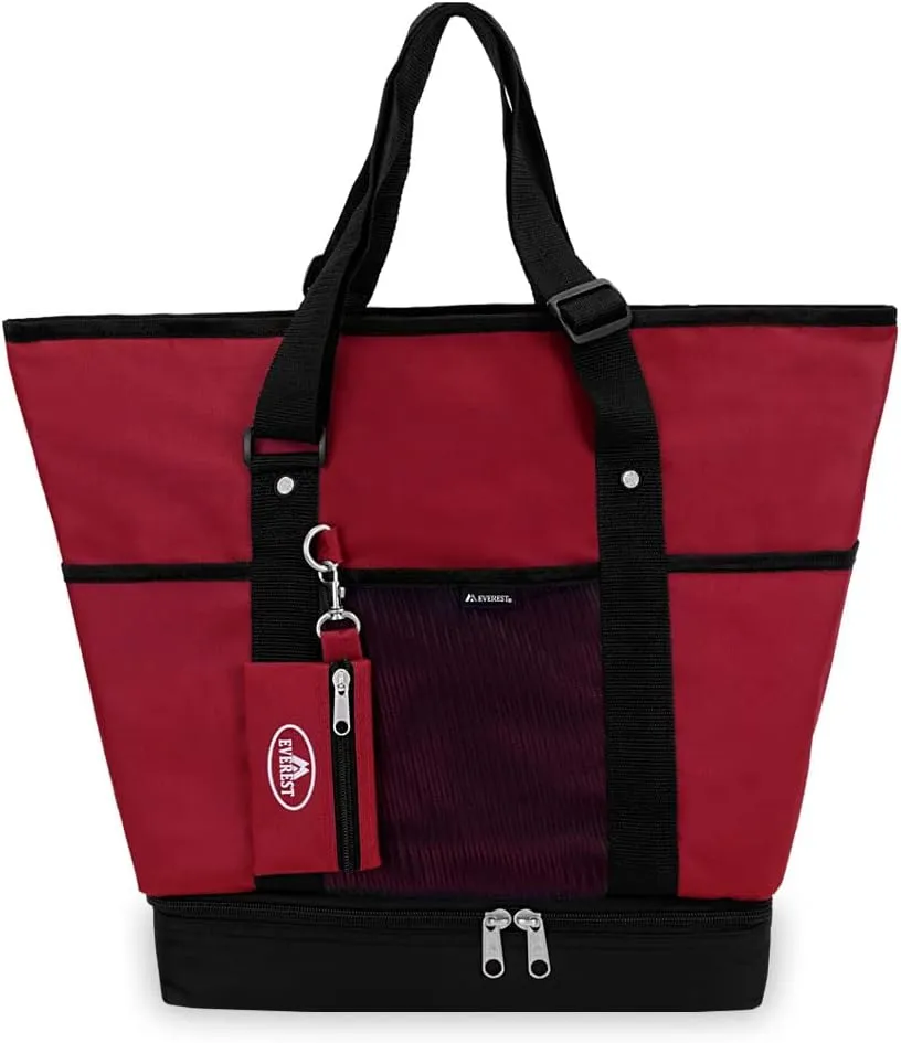 Everest Luggage Deluxe Shopping Tote, Burgundy/Black, Burgundy/Black, One Size