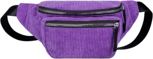 eYLun Women Fanny Pack Crossbody Bag Casual Corduroy Waist Bag Adjustable Chest Bag Waist Pack for Travel Walking Running Hiking Cycling Purple