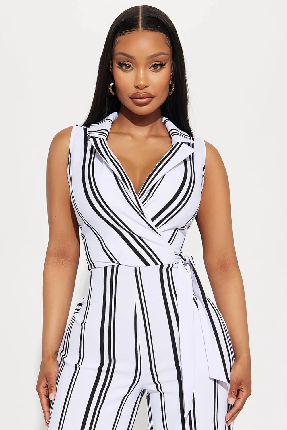 FairyLove Women's Strapless Tube Top Rompers Casual Off Shoulder Printed Sleeveless Belted Wide Leg Jumpsuit with Pockets