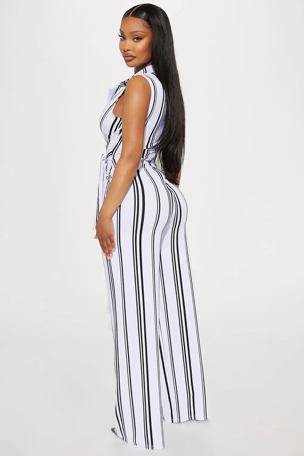 FairyLove Women's Strapless Tube Top Rompers Casual Off Shoulder Printed Sleeveless Belted Wide Leg Jumpsuit with Pockets