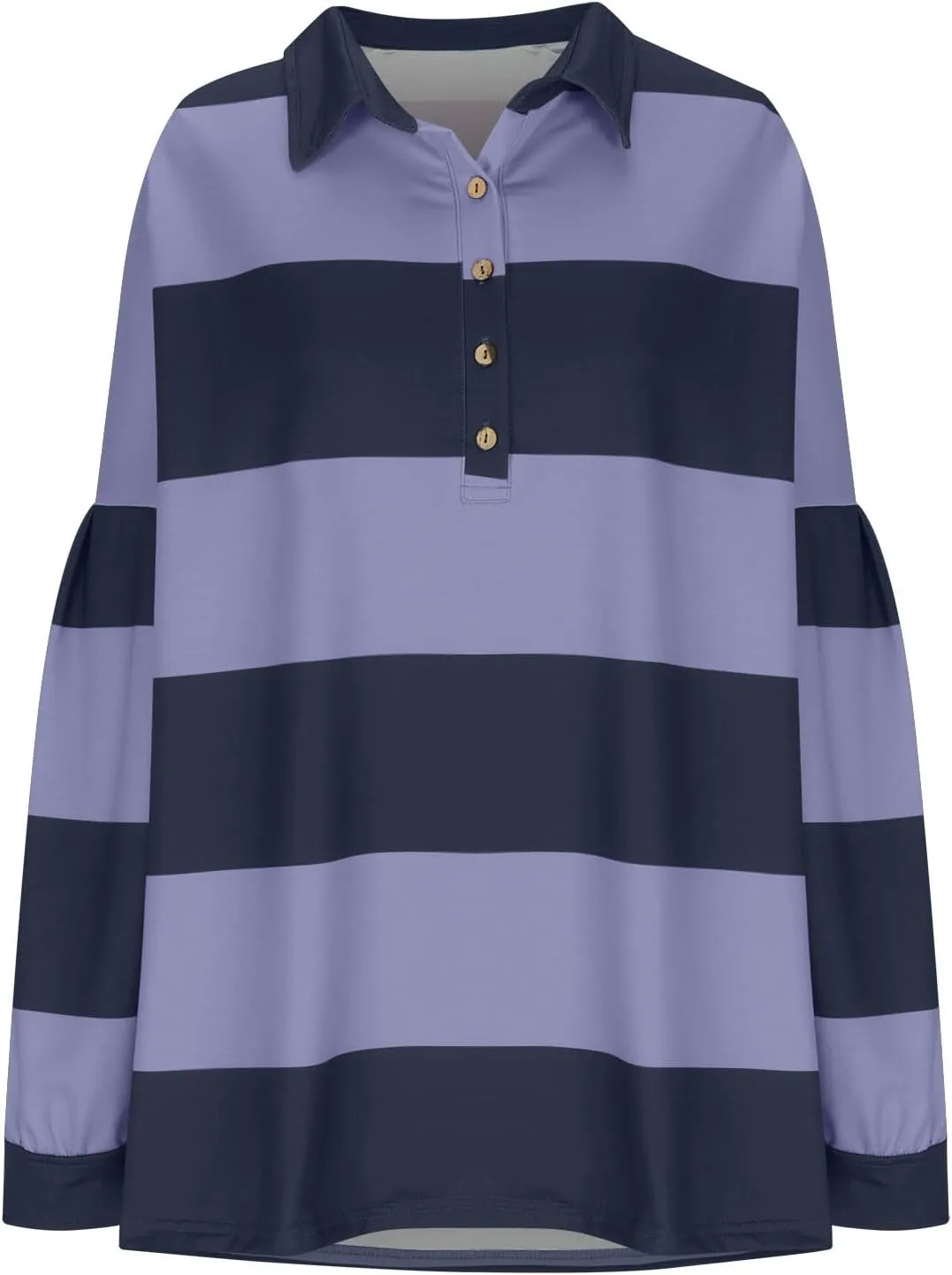 Fall Shirts for Women Long Sleeve Striped Button Down Sweatshirts Causal Fashion Pullover Blouses Plus Size Tops Tees