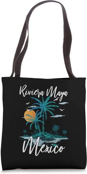 Family Vacation Retro Sunset Mexico Riviera Maya Beach Tote Bag