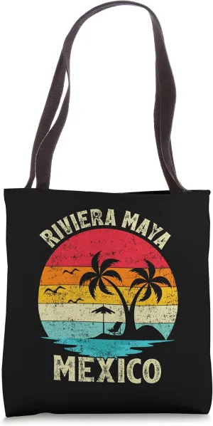Family Vacation Vintage Retro Mexico Riviera Maya Beach Tote Bag