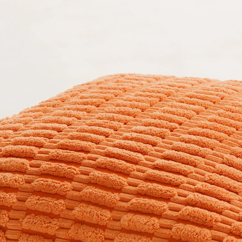 Fancy Homi 4 Packs Orange Fall Decorative Throw Pillow Covers 18x18 Inch for Couch Living Room Bed Sofa, Halloween Pumpkin Autumn Home Decor, Soft Cute Plush Corduroy Striped Cushion Case 45x45 CM