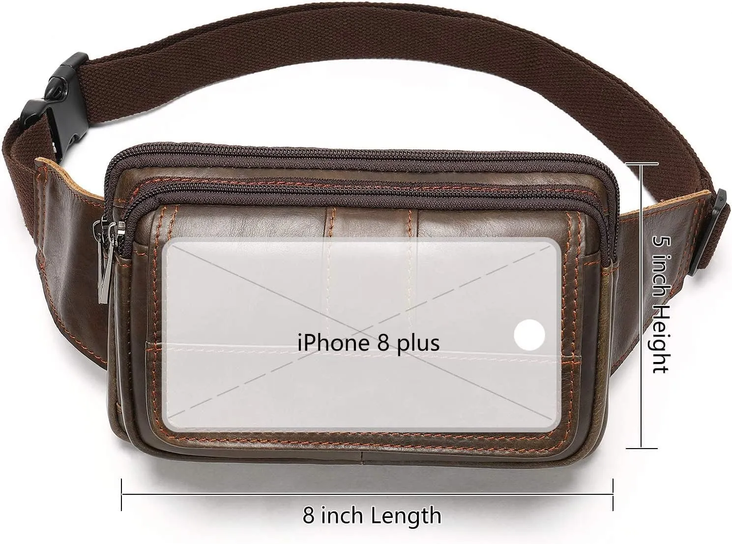 Fanny Pack for Men and Women, Leather Sling Waist Bag for Hiking Running Travel - Durable Cowhide Leather