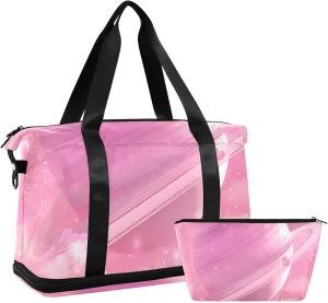 Fantasy Pink Planet Animation Aesthetics Overnight Travel Duffel Bag Gym Sports Carry with Toiletry Bag for Sports Multifunctional