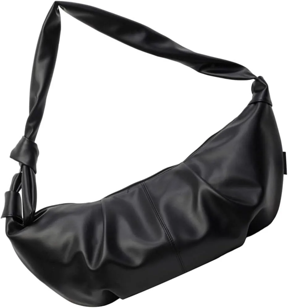 Fashion Half Moon Shaped PU Leather Crossbody Bag Large Capacity Unisex Shoulder Bags Dumpling Purse for Daily Use