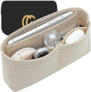 Felt Purse Organizer Insert for GG Marmont Matelasse Small Shoulder Bag and More, Handbag Tote Organizer Liner Pouch for Women Bag(Beige,Small)
