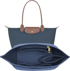 Felt Purse Organizer Insert for Longchamp Le Pliage L Handbag Insert (Dark Blue, Large)