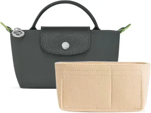 Felt Purse Organizer Insert for Longchamp Mini bag, Bag Organizer for Longchamp Small Tote Bag Timid Bag Storage/Finishing Inner Bag Liner Handbags Insert Organizer fit Mini Size 1.97*6.5*3.15in