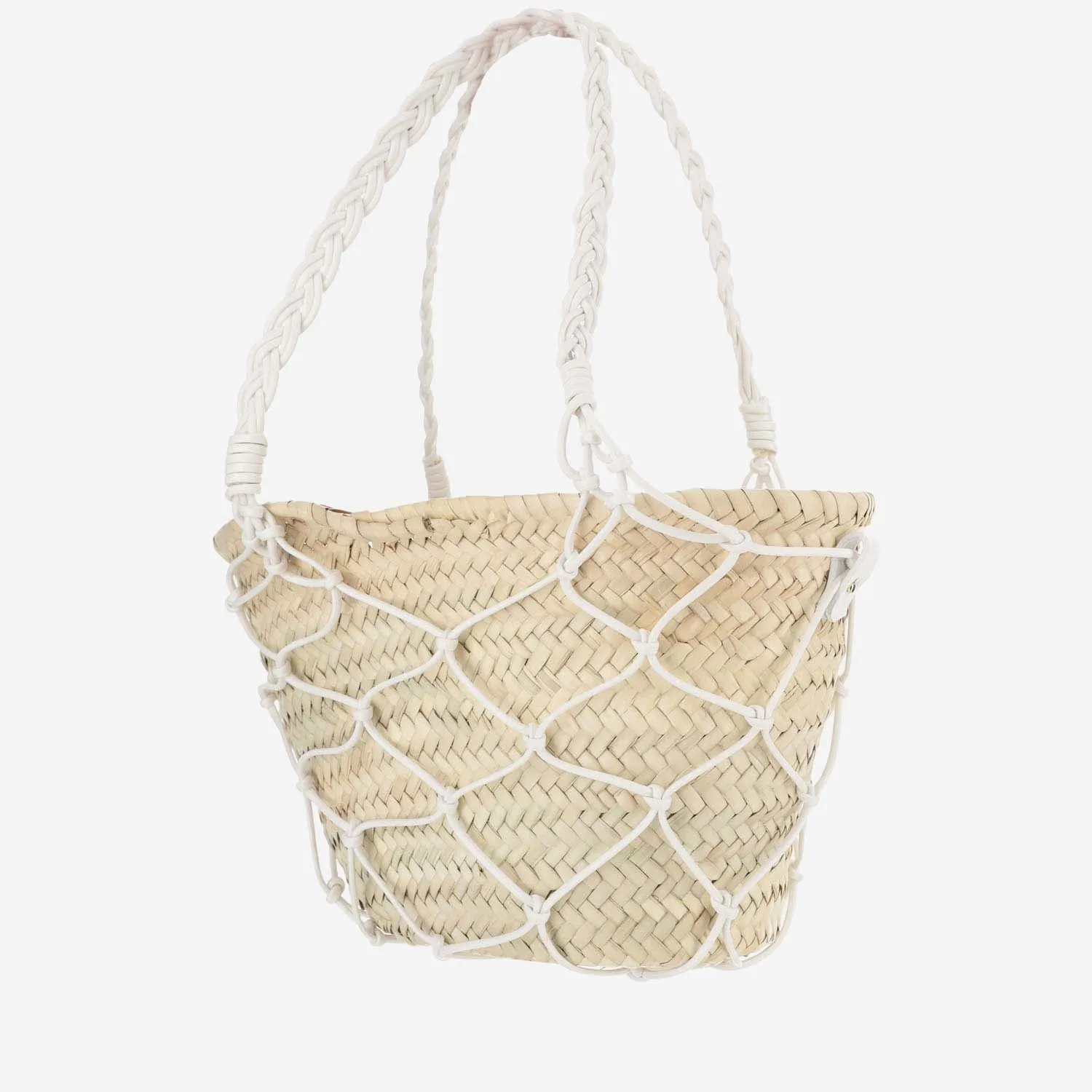 Filippo Catarzi Straw And Cotton Bag With Leather Details