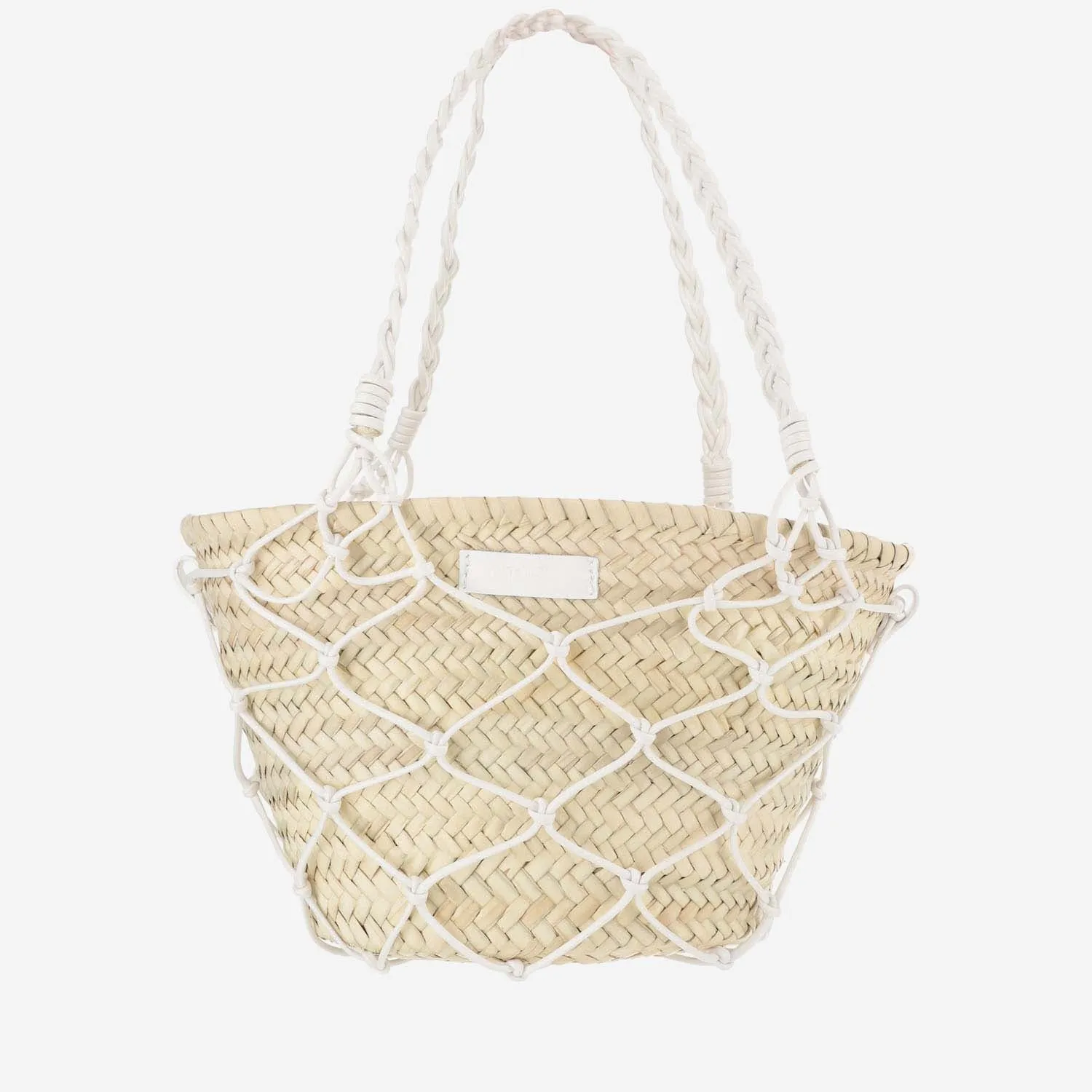 Filippo Catarzi Straw And Cotton Bag With Leather Details