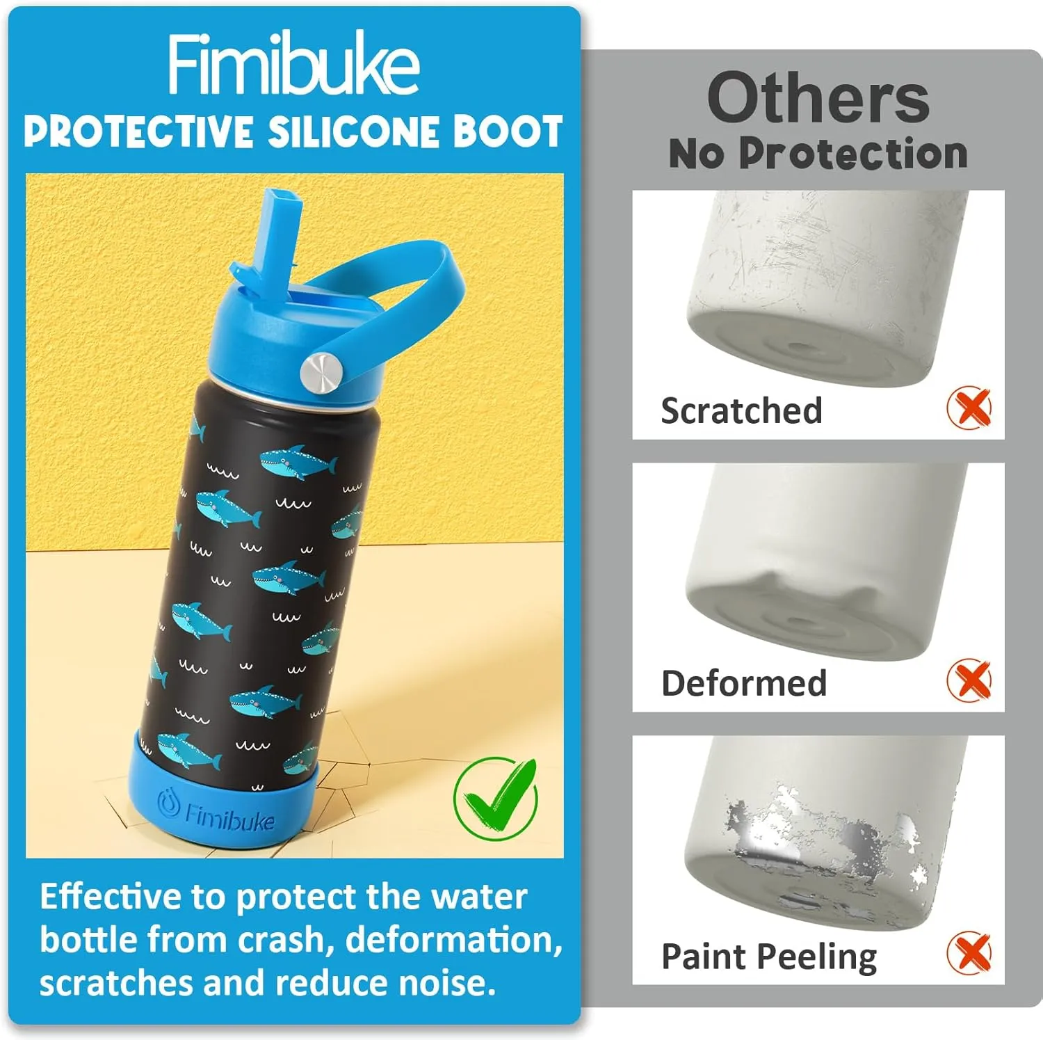 Fimibuke Kids Insulated Water Bottle, 18oz BPA FREE Kids Cup with Straw Double Wall Vacuum Tumbler 18/8 Stainless Steel Leak Proof Toddler Water Bottle for School Boys Girls (2 Pack, Rainbow/Mermaid)