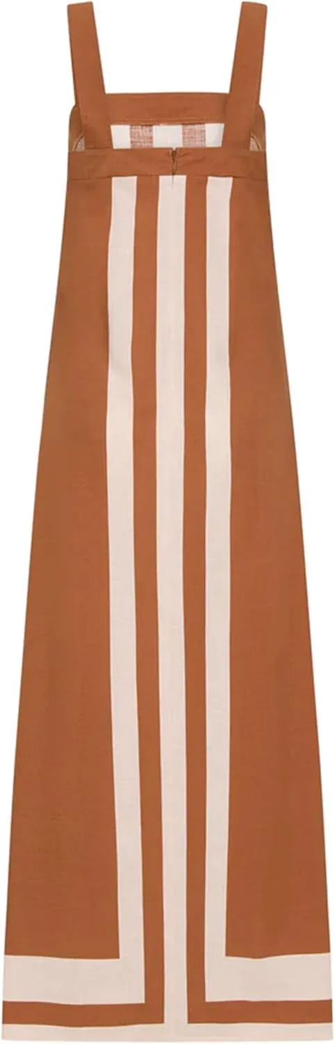 Fiona Jolin Womens Summer Maxi Dress Boho Striped Shoulder Strap Long Sundress Beach Cover Up Dress