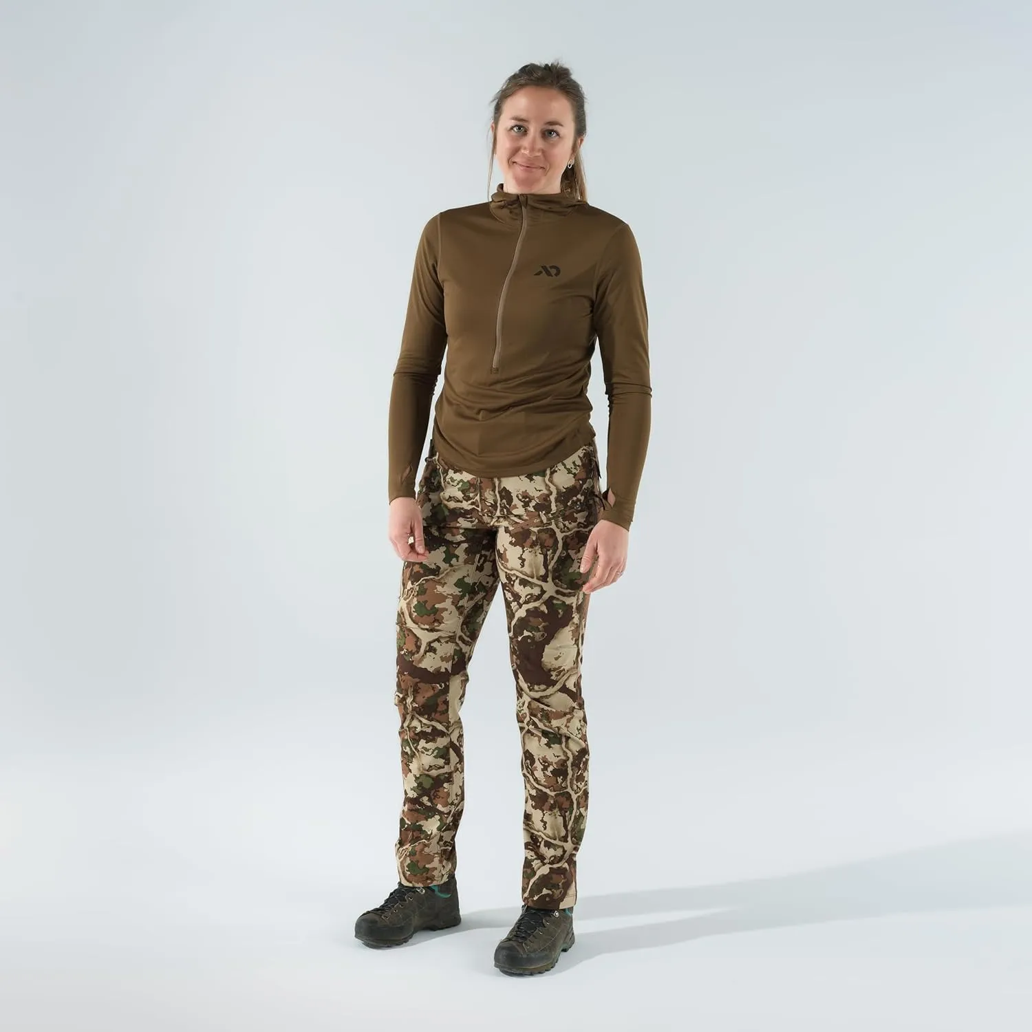 First Lite Women's 308 Pant - Stretch Camo Hunting Pants with Hip Vents