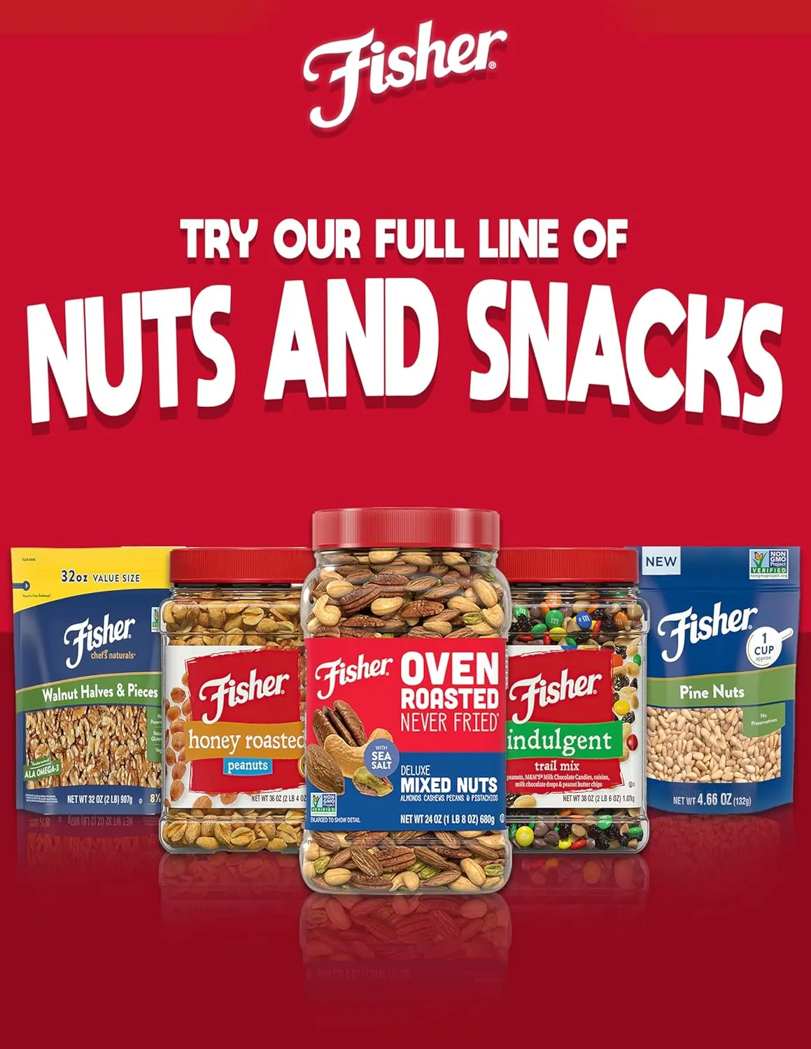 Fisher Snack Premium Whole Cashews, 24 Ounces, Roasted with Sea Salt, No Artificial Colors or Flavors, 100% Recyclable
