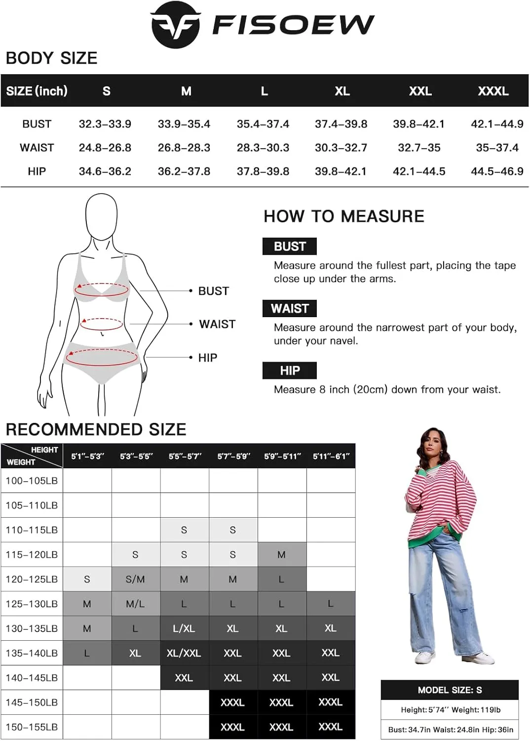 Fisoew Womens Striped Oversized Sweatshirt Color Block Crew Neck Long Sleeve Shirt Casual Loose Pullover Top Y2K Clothes