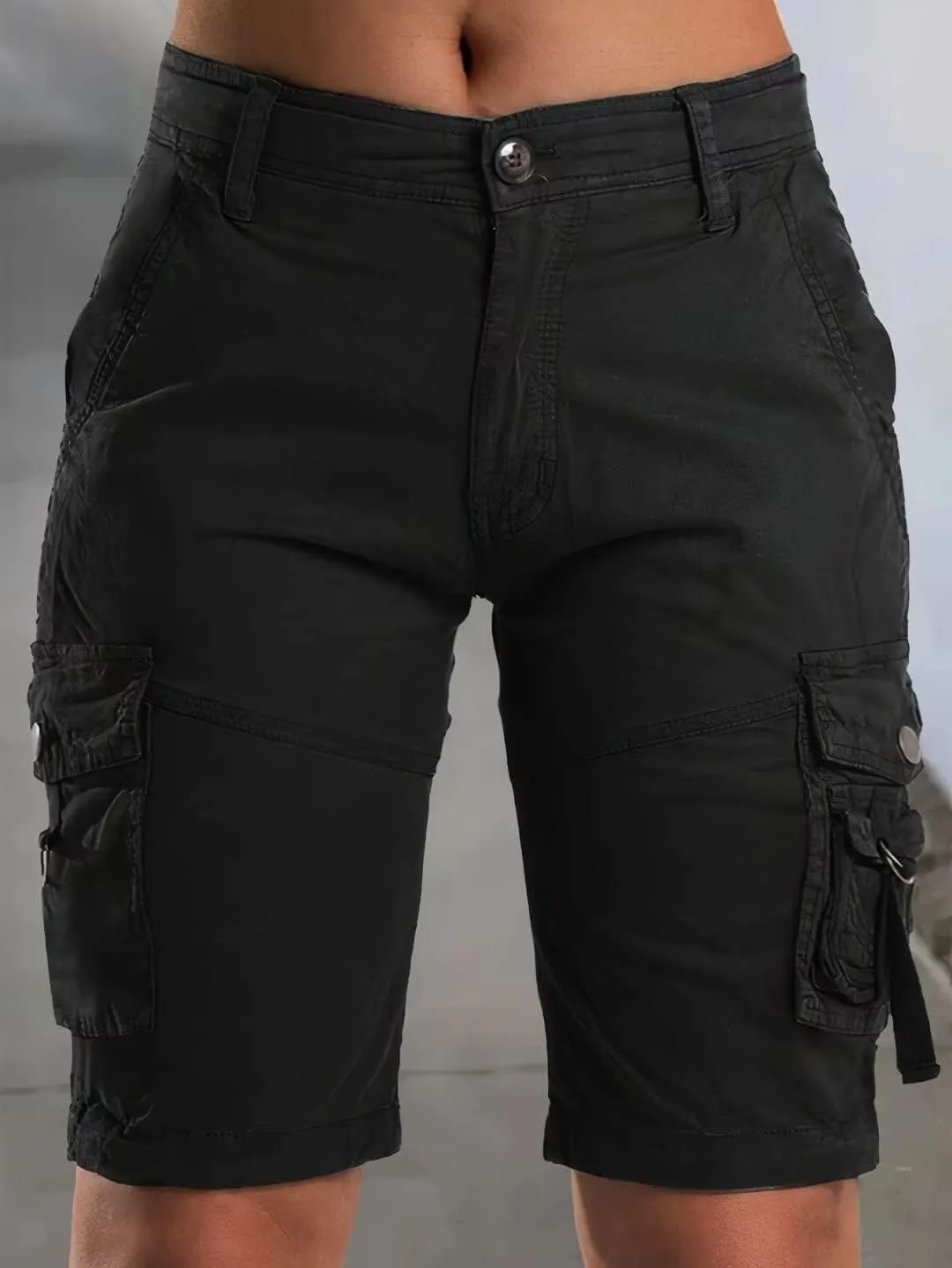 Flamingals Hiking Shorts for Women Flap Pocket Design Bermuda Cargo Shorts 2025 Trendy