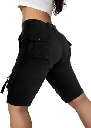 Flamingals Hiking Shorts for Women Flap Pocket Design Bermuda Cargo Shorts 2025 Trendy