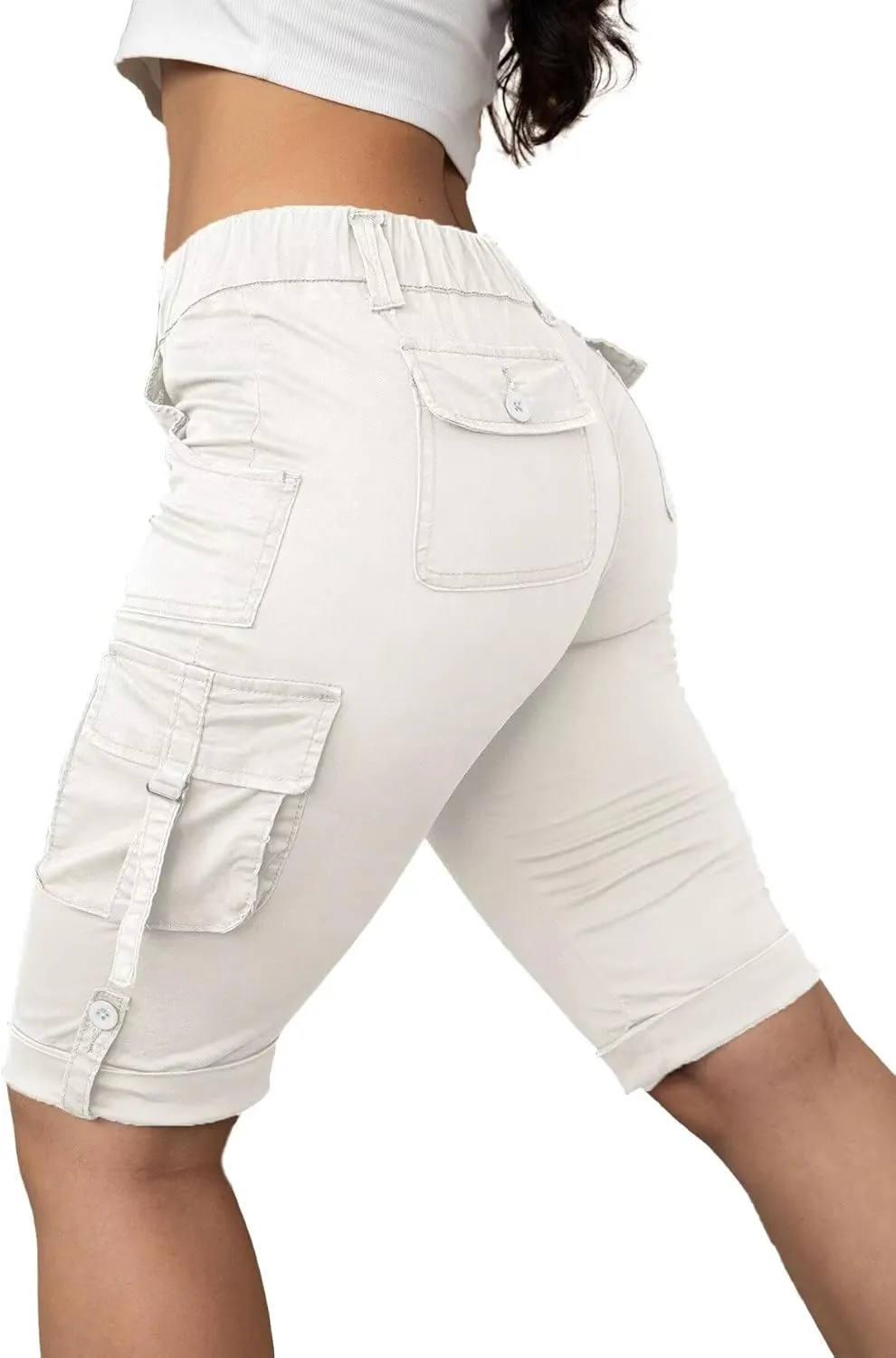 Flamingals Hiking Shorts for Women Flap Pocket Design Bermuda Cargo Shorts 2025 Trendy
