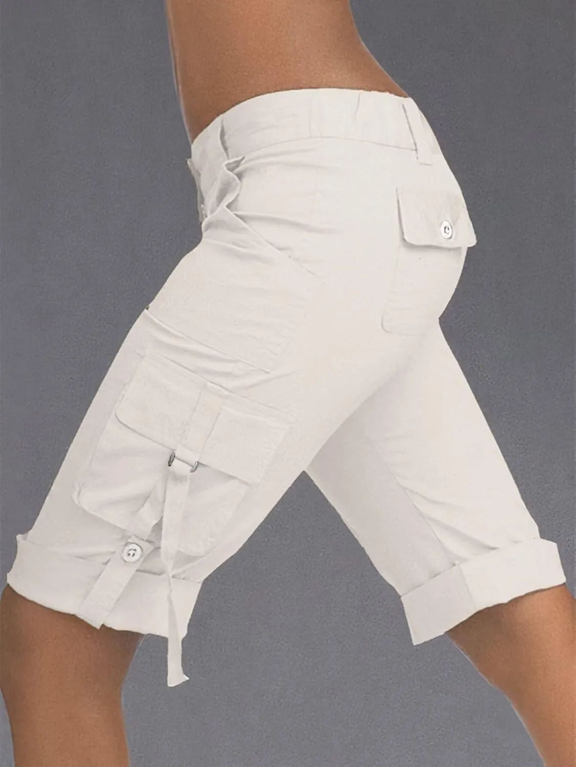 Flamingals Hiking Shorts for Women Flap Pocket Design Bermuda Cargo Shorts 2025 Trendy