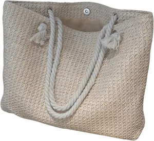 Floerns Women's Straw Weave Beach Tote Bag Double Handle Travel Shoulder Bag
