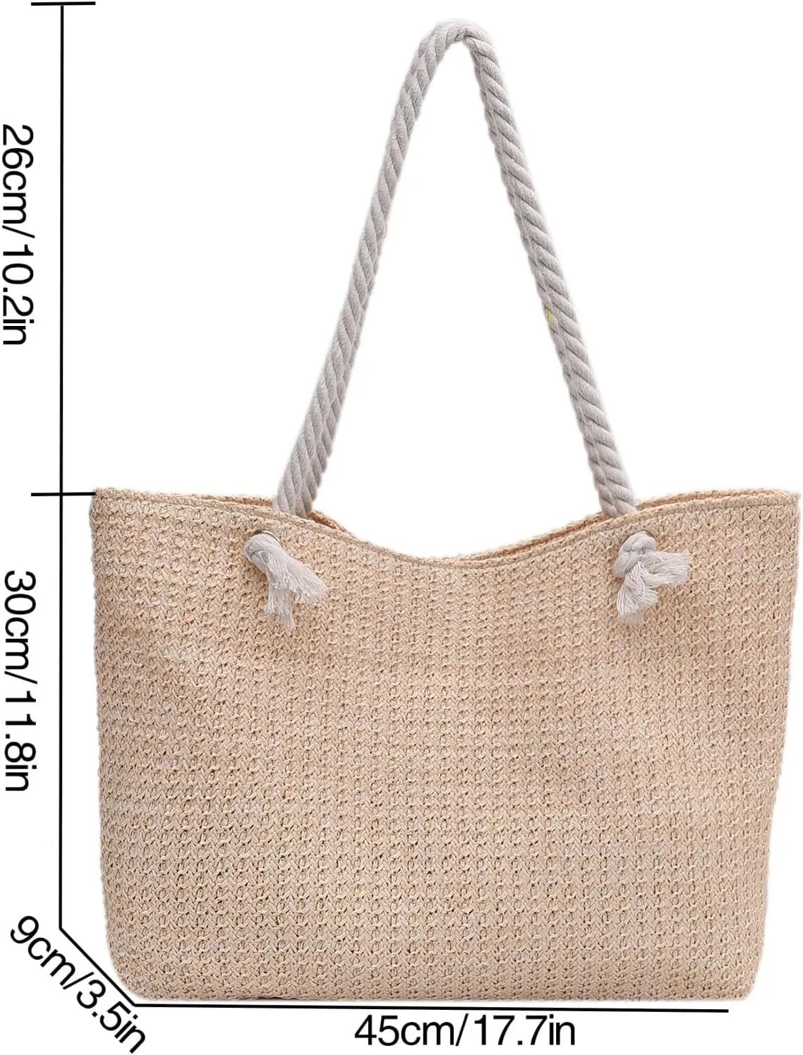 Floerns Women's Straw Weave Beach Tote Bag Double Handle Travel Shoulder Bag