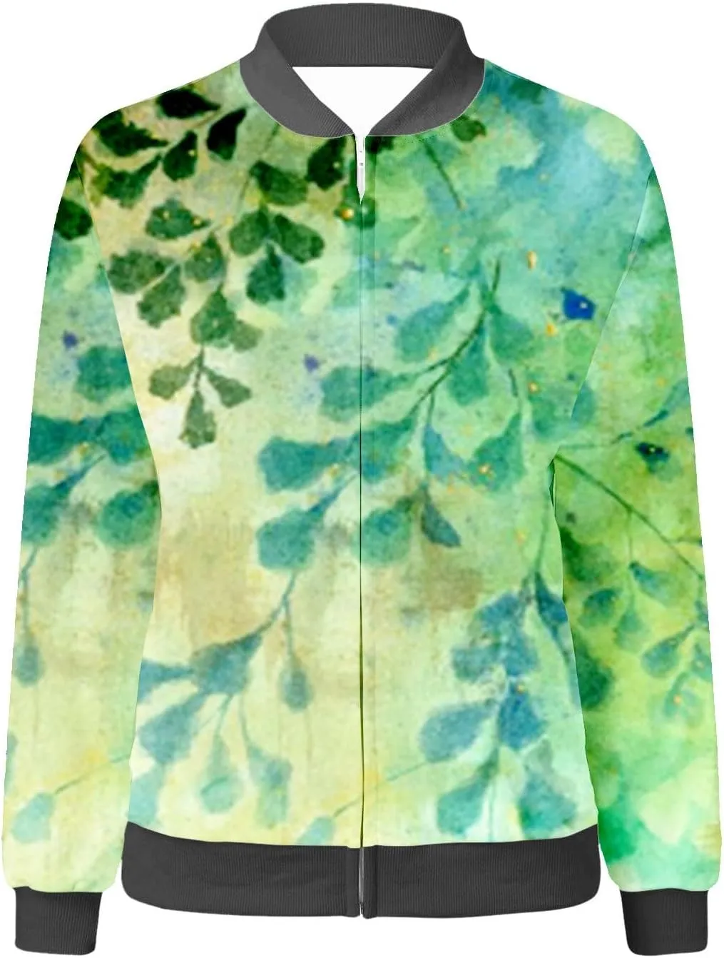 Floral Print Jackets for Women Fall Fashion 2024 Zip Up Y2K Coat Long Sleeve Stand Collar Lightweight
