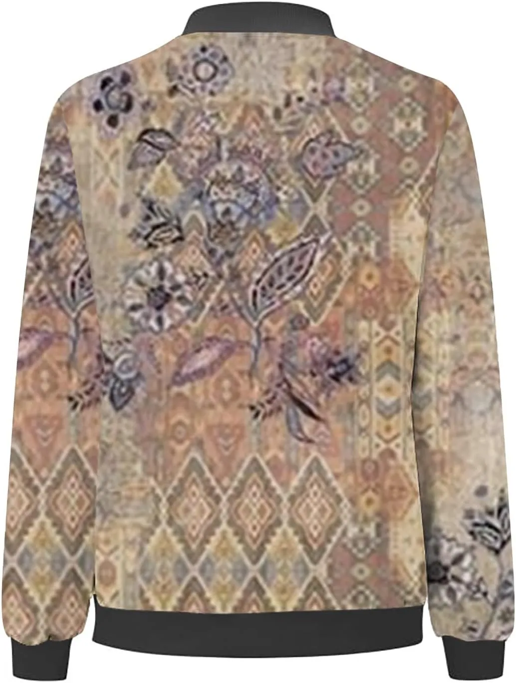 Floral Print Jackets for Women Fall Fashion 2024 Zip Up Y2K Coat Long Sleeve Stand Collar Lightweight