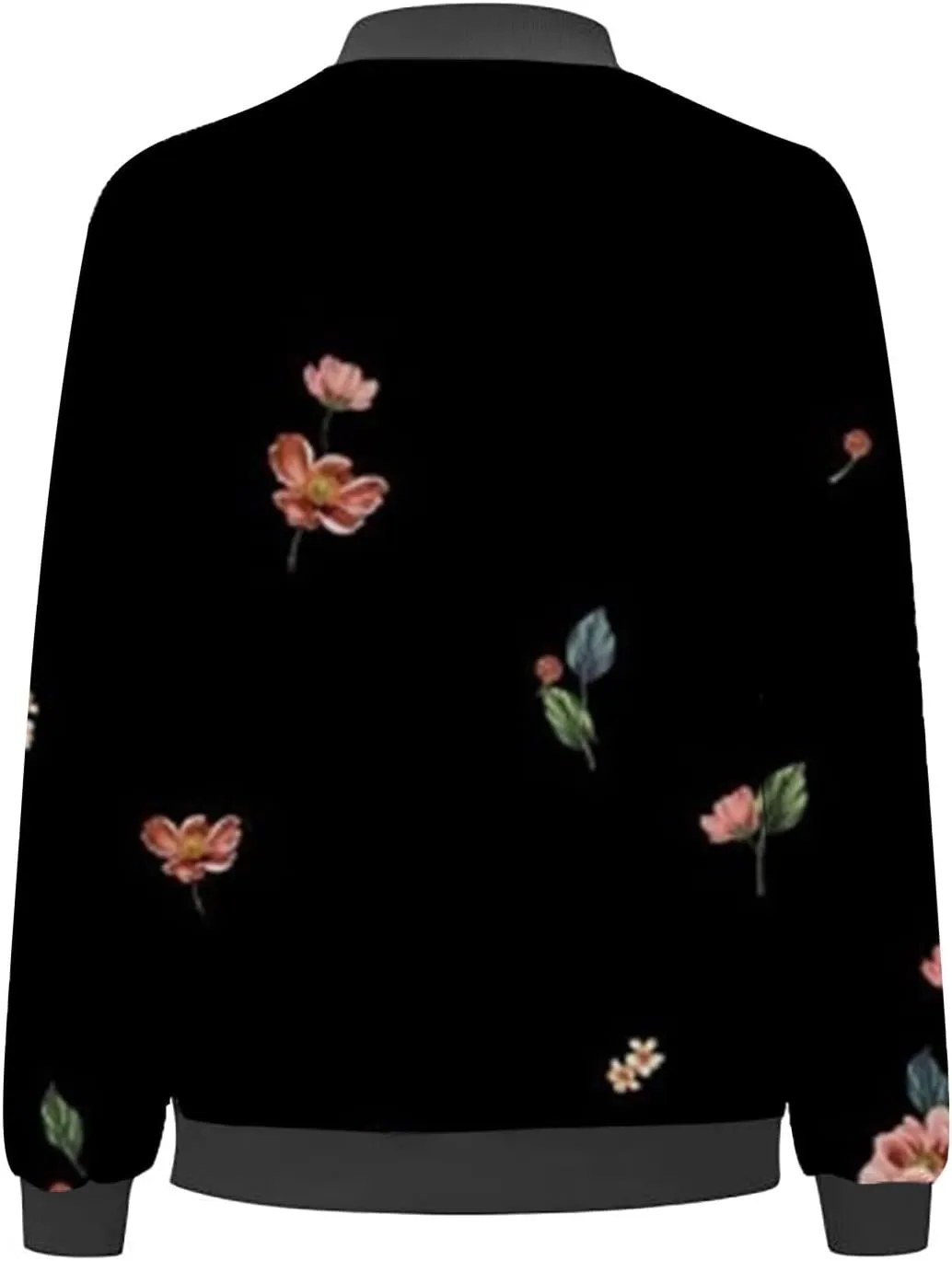 Floral Print Jackets for Women Fall Fashion 2024 Zip Up Y2K Coat Long Sleeve Stand Collar Lightweight
