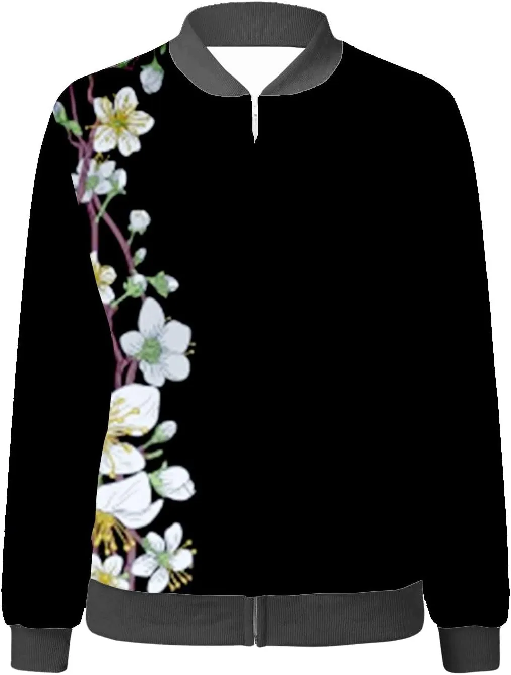 Floral Print Jackets for Women Fall Fashion 2024 Zip Up Y2K Coat Long Sleeve Stand Collar Lightweight