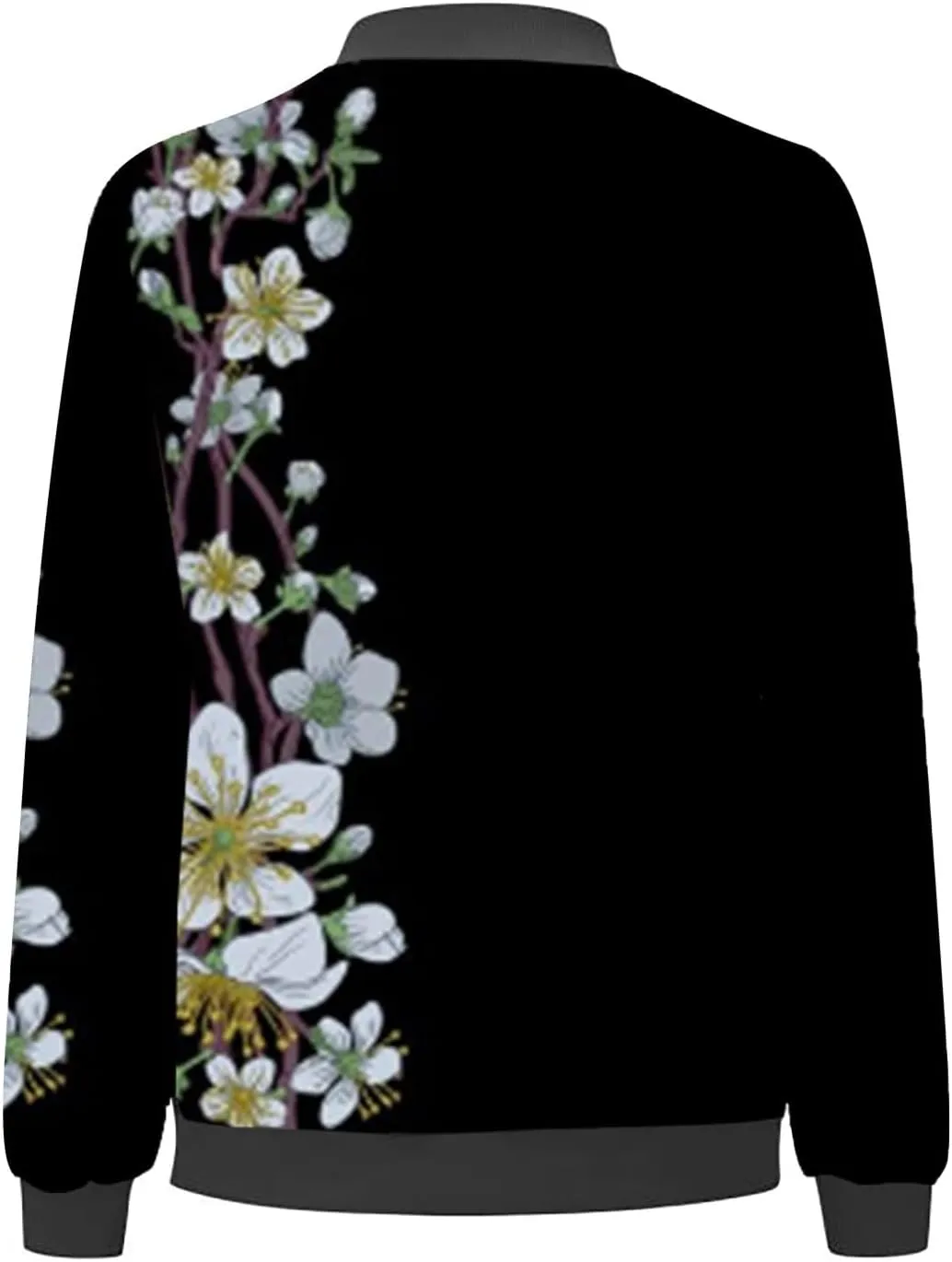 Floral Print Jackets for Women Fall Fashion 2024 Zip Up Y2K Coat Long Sleeve Stand Collar Lightweight