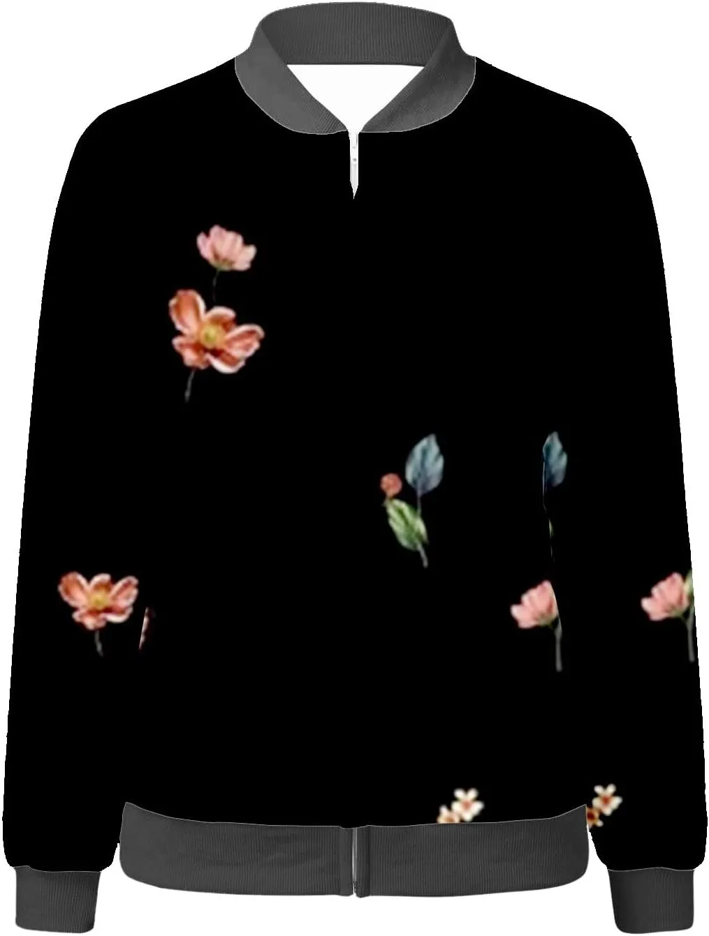 Floral Print Jackets for Women Fall Fashion 2024 Zip Up Y2K Coat Long Sleeve Stand Collar Lightweight