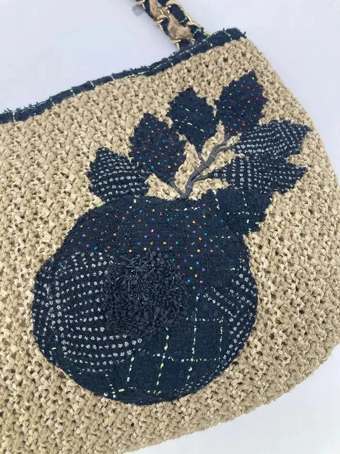 Flower Bag Camellia Trim Rattan Birthday discount Tan Straw Wool Chanel Customer-first Woven Shoulder