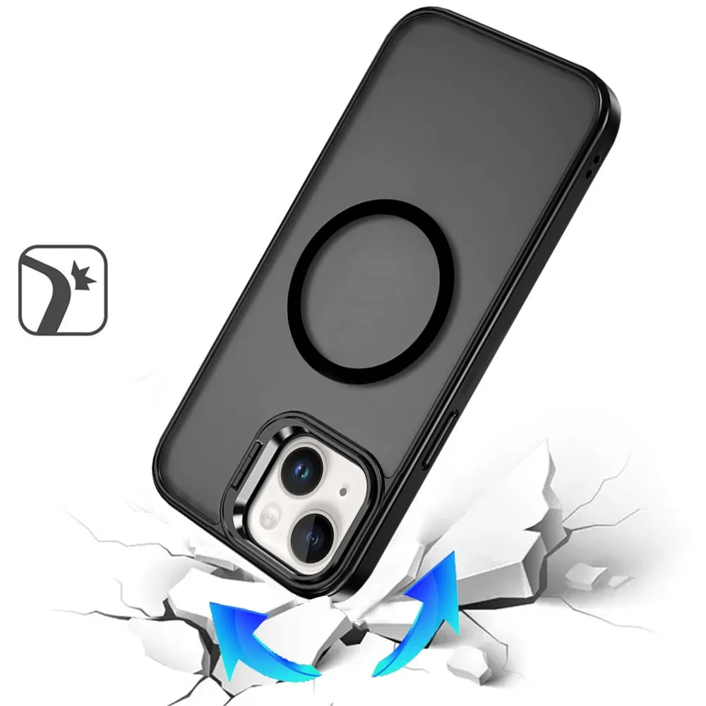 For Apple iPhone 13 Pro Max Heavy Duty Metallic Hybrid Tough TPU with Camera Ring Stand, MagSafe Compatible, Rugged Drop Protection Case Cover