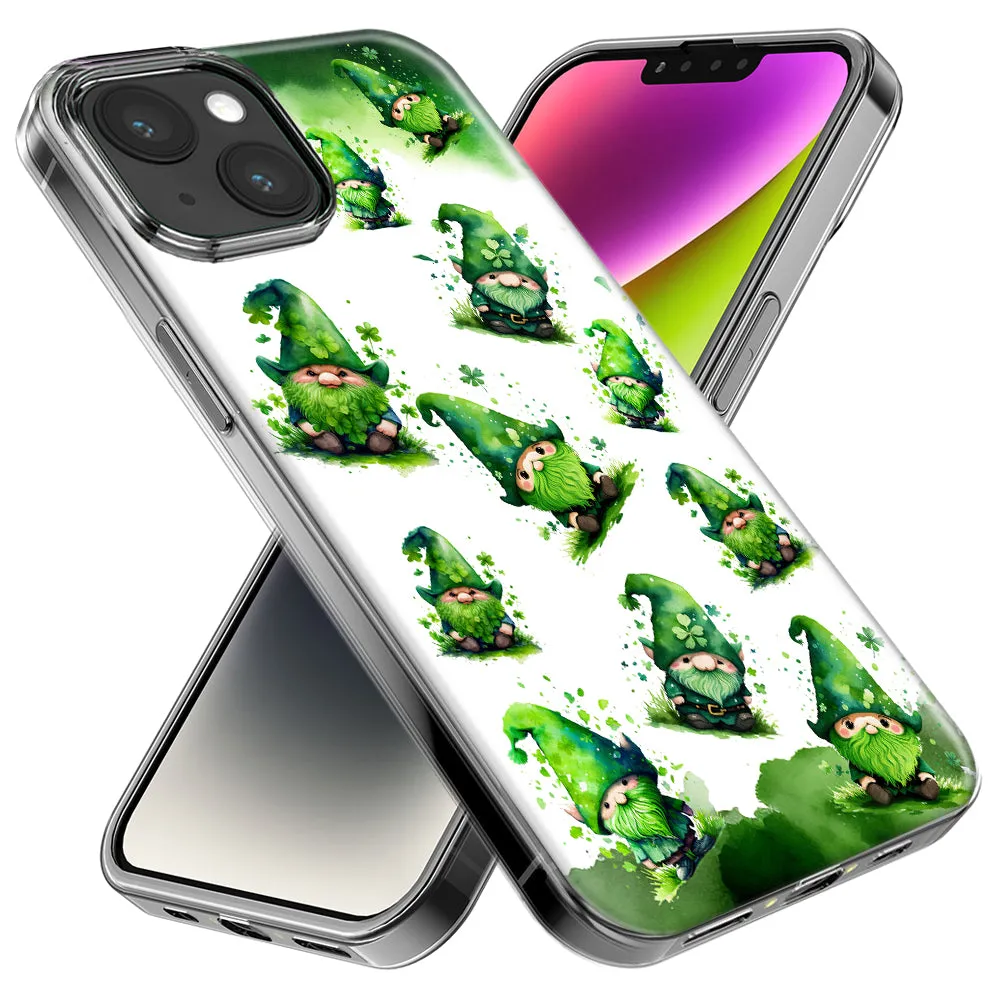 For Apple iPhone 14 Pro Max Gnomes Shamrock Lucky Green Clover St. Patrick Design Hybrid Protective Phone Case Cover