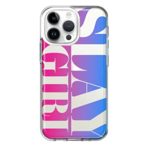 For Apple iPhone 14 Pro Max Pink Blue Clear Funny Text Quote Slay Girl Design Hybrid Protective Phone Case Cover