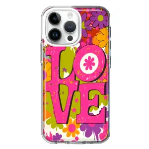 For Apple iPhone 14 Pro Max Pink Daisy Love Graffiti Painting Art Design Hybrid Protective Phone Case Cover
