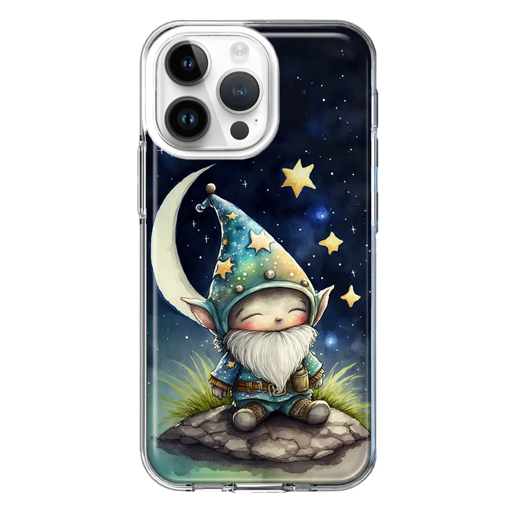 For Apple iPhone 14 Pro Max Stars Moon Starry Night Space Gnome Design Hybrid Protective Phone Case Cover