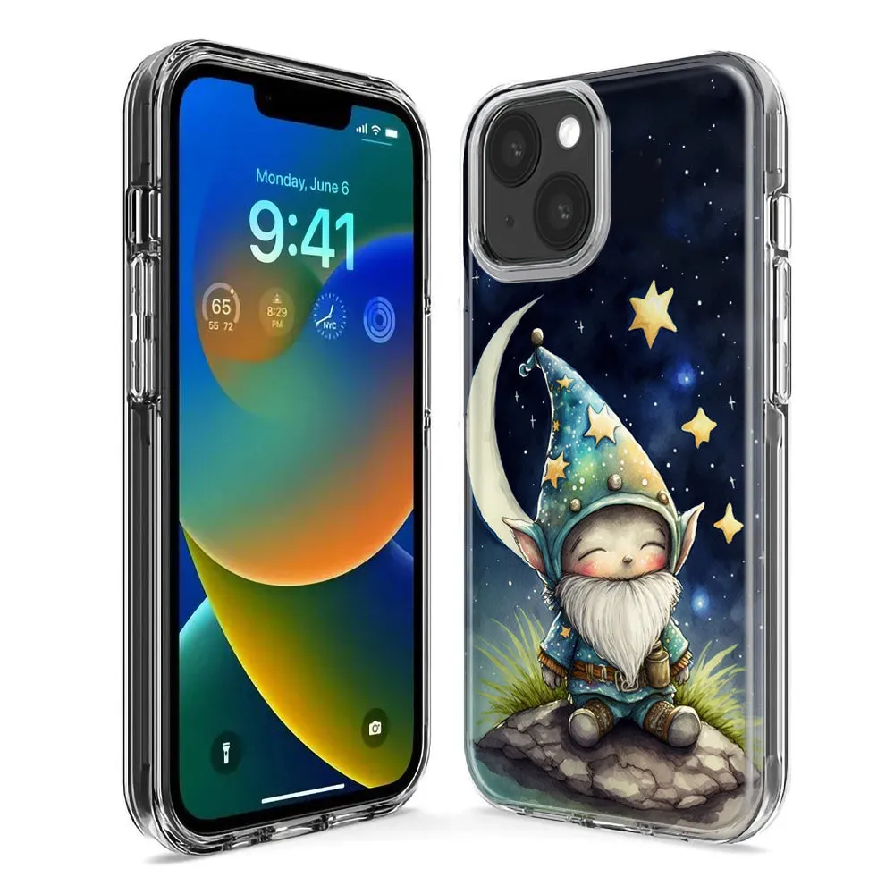 For Apple iPhone 14 Pro Max Stars Moon Starry Night Space Gnome Design Hybrid Protective Phone Case Cover