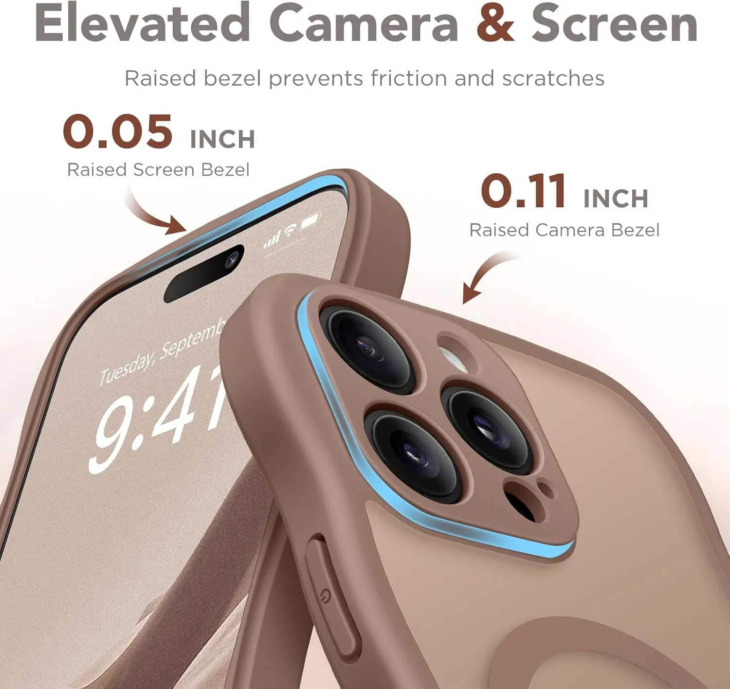 for iPhone 16 Pro Case for Women Girls, Upgraded [Full Camera Protection] [Compatible with MagSafe] Cute Wave Translucent Matte Phone Case for iPhone 16 Pro, Brown