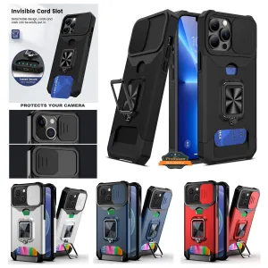 For Motorola Moto G Power 5G 2025 Wallet Case with Slide Camera Protector, Credit Card Slot, Ring Sand, Magnetic Car Mount Case Cover